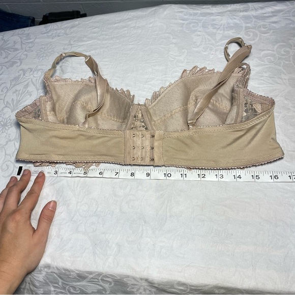 Vintage Embroidered Bra Bare Elegance 42D Pure Platinum Collection Textured Nude - Picture 6 of 9